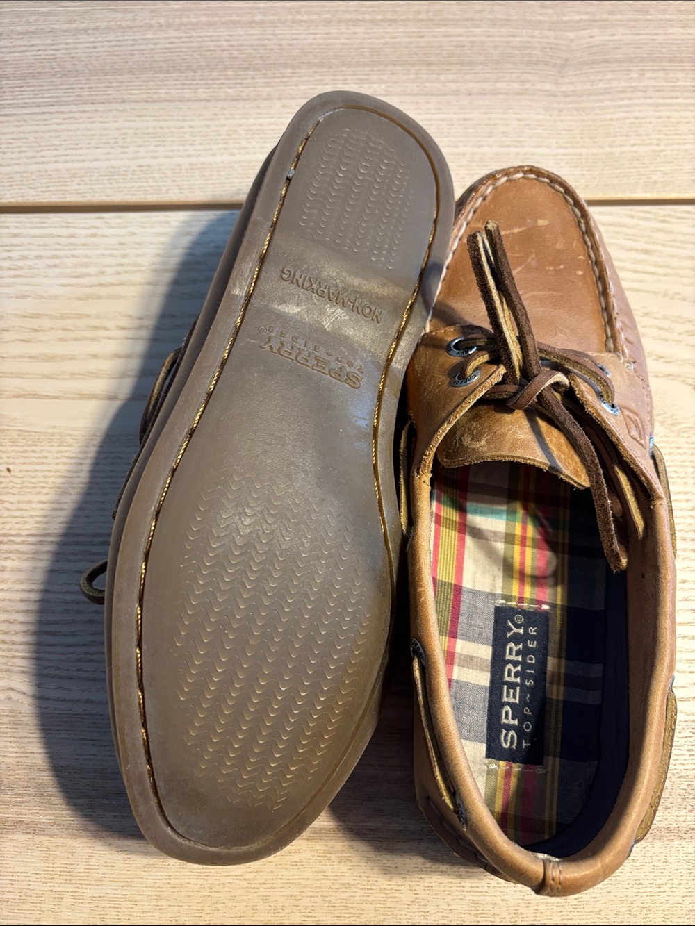 Sperry Tan Leather Boat Shoes - Picture 5 of 9